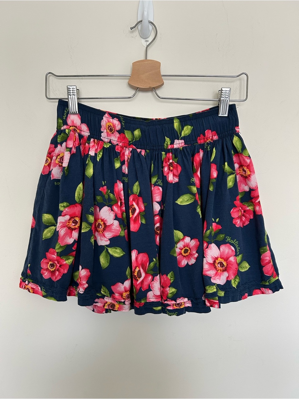 Hollister Navy Floral Cotton Mini Skirt Size Medium Y2K